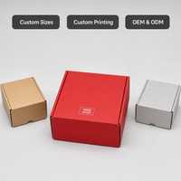 Boîte d'expédition carrée A6 rouge mat personnalisée en carton ondulé avec intérieur blanc, fermeture à languette, vente en gros, directement de l'usine pour le commerce de détail