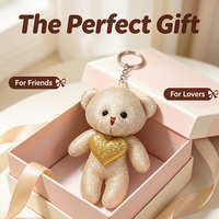 Porte-clés en peluche ours scintillant 6 couleurs, pendentif mignon en velours doux pour sac, breloque cœur pour sac, sac à main, clés de voiture, décoration