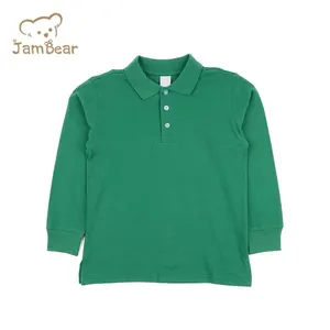 Camisa polo infantil de algodão orgânico para meninos, camisa polo de manga comprida, camiseta polo sustentável para crianças pequenas