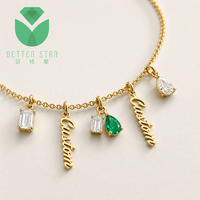 Collier personnalisé pour femme Better Star avec plusieurs breloques, émeraude de laboratoire taille poire, diamant, or jaune 18 carats, certifié IGI
