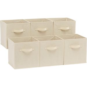 Basics Collapsible Fabric Storage <b>Cubes</b> 10.5 x 10.5 x 10.5 Inches With Handles For Wardrobe Clothing Organization Beige - Product Image 1