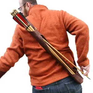Carcaj lateral de cuero marrón HIBO, carcaj de flecha de tiro con arco para tiro al blanco o al campo