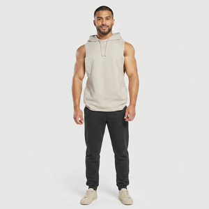 Sudadera con capucha sin mangas de algodón para hombre, estilo Drop Arm, tipo tank top de felpa - Product Image 1