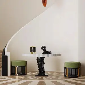 Italian creative modern art minimalist designer white light luxury Venus solid wood hand carved coffee table