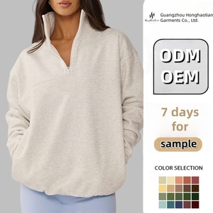 ODM Custom Embroidered Soft Fleece Oversized Gym <strong>Jumper</strong> 1/4 <strong>Zip</strong> Sweatshirt Athletic-Fit Golf <strong>Quarter</strong> <strong>Zip</strong> Pullover for Women - Product Image 2