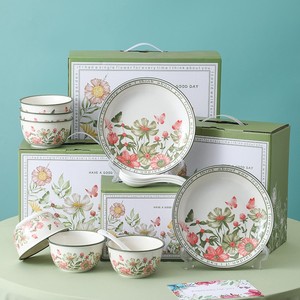 ชุดจานชามเซรามิคลายดอกทานตะวัน พร้อมกล่องของขวัญ สไตล์โมเดิร์น สำหรับใช้บนโต๊ะอาหารที่บ้าน ของขวัญทำมือ ของขวัญชิ้นเล็ก ขายส่ง - Product Image 1