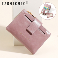 Dompet Wanita TAOMICMIC Kasual Pendek Lipat Dua 2 in 1 Penyimpanan Uang Koin Slot Kartu Banyak Bahan PU Portabel Dompet Harian Wanita