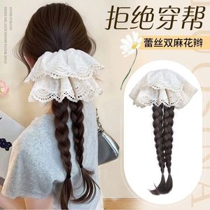 Peluca de cola de caballo con doble trenza de encaje y clip, trenza larga realista para mujer, extensión de cabello estilo chino - Product Image 1