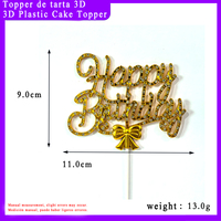 Décoration de gâteau Joyeux Anniversaire en strass dorés, lettres cursive en cristal, fournitures de fête, décorations d'anniversaire - Prix usine