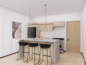 ชุดตู้ครัวเฟอร์นิเจอร์ห้องครัวไม้เนื้อแข็งพร้อมโต๊ะหินควอตซ์และวิลล่าหรูหราทันสมัยตามสั่งเฟอร์นิเจอร์ห้องครัว - Product Image 3