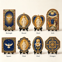 Plaque personnalisée en résine, style byzantin, Pentecôte, impression UV 3D en relief, Colombe de l'Esprit Saint, Marie, Apôtres, Bordure Paon, Cadeau pour Église Catholique