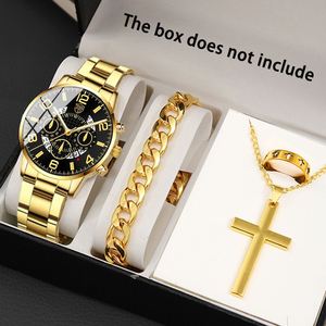 Ensemble de 4 montres à quartz pour homme, bracelet en acier inoxydable, idéal pour un cadeau - Product Image 1