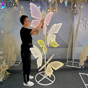 LEDA New Design LED Butterfly Stand Party Props 4 Head Adjustable Blue Pink White Butterfly Light for Wedding Decor - Product Image 2