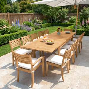 <b>Outdoor</b> <b>Dining</b> <b>Table</b> Patio Garden Balcony Teak <b>Extendable</b> <b>Table</b> Set Modern Home Use Furniture - Product Image 2