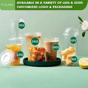 Cốc Lạnh Tùy Chỉnh 8Oz 9Oz 10Oz 12Oz 20Oz 24Oz 16Oz Cốc Nhựa PET Dùng Một Lần Tái Chế Có Nắp Đậy - Product Image 4