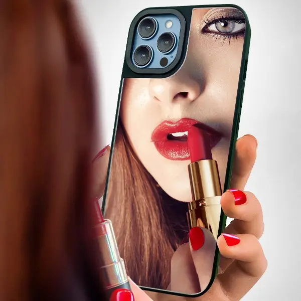 Specchio moda custodia in silicone per iPhone 11 12 13 14 15 Pro Bye Bye specchietto tascabile carino sottile Cover antiurto per ragazze da donna