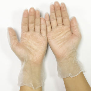 Gants jetables en vinyle pour le service alimentaire, longueur 24 cm, sans silicone, sans poudre, texture lisse aux bouts des doigts, personnalisables, non stériles - Product Image 3