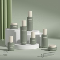 Ensemble d'Emballage Cosmétique Noir Personnalisé : Pot de Crème Visage 30 ml 50 g, Flacon Pompe à Sérum et Lotion de Soin de la Peau 120 ml, Bouteille en Verre Vide de Luxe