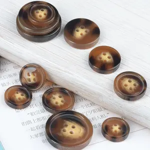 YNS Custom 3 Colors Polyester Resin Buffalo Cow Horn Button For Coat Custom Buttons