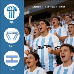 Maglia da Calcio Edizione Giocatore 2026 Versione Tifosi <span class=keywords><strong>a</strong></span> Righe per Eventi Calcistici Maglia <span class=keywords><strong>a</strong></span> <span class=keywords><strong>Maniche</strong></span> <span class=keywords><strong>Corte</strong></span> della Squadra Argentina per Fan - Product Image 2