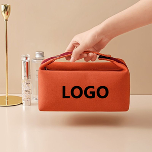 Embroidery LOGO Large-Capacity Canvas <strong>Makeup</strong> Handbag Simple Portable Waterproof and Dust-Proof Toiletry <strong>Case</strong> for Travel Storage - Product Image 3