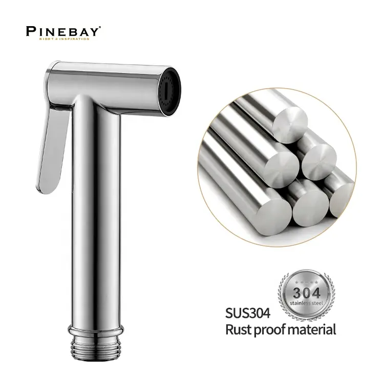 PINEBAY Großes Angebot nicht-elektrische tragbare Bidet-Sprühdose Wasserdruckregelung Toilette Shattaf SUS304 Damen Handtoilette Shattaf-Set