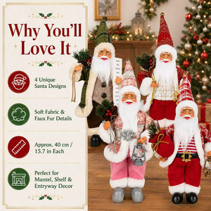 Vente en gros usine – Figurine de Père Noël debout de 40 cm avec chapeau pliable, poupée en tissu de Noël, ornement rustique pour table 2026 - Product Image 3