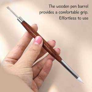Professional Manicure Tool <b>Nail</b> Silicone Carving Pen Dual-Ended 2in1 Sandalwood <b>Nail</b> Embossed Pen <b>for</b> Gel Mixing - Product Image 4