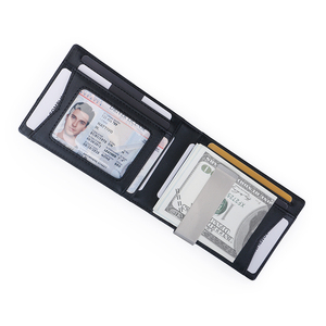 Personalizado Delgado RFID Air tag Cartera de cuero de los hombres Money Clip Cartera de fibra de carbono corto de moda de cuero genuino - Product Image 4