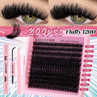 Kit de faux cils portables DIY à 10 rangées, courbure D segmentée, naturels, 120D-160D, ultra-denses