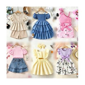 Vente en gros d'usine : Robes d'été d'occasion pour petites filles, vêtements de seconde main, Ropa de Bebe, livraison aléatoire de robes pour enfants filles - Product Image 1