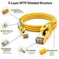 Kabel Ethernet Jaringan OFC Berpelindung Ganda Cat7 SFTP 10G Profesional Warna Kuning untuk Workstation Kelas Atas