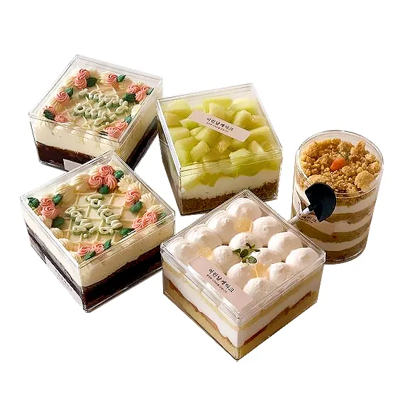 8*8*8cm acrilico quadrato negozio di alimenti dolci favore Mini torta contenitore scatola pasticceria caramelle dado scatola di immagazzinaggio