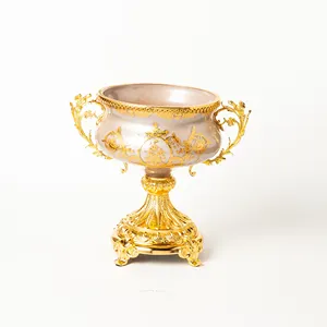 wholesale bohemia style multifunction glass metal foot gold fruits home decorative fruit bowls