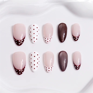 Nuevas <span class=keywords><strong>uñas</strong></span> postizas personalizadas con diseño de lunares, estilo ojo de gato francés, hechas a mano, de acrílico, cobertura completa, <span class=keywords><strong>uñas</strong></span> postizas a presión, <span class=keywords><strong>uñas</strong></span> postizas al por mayor, <span class=keywords><strong>uñas</strong></span> adhesivas para decoración de <span class=keywords><strong>uñas</strong></span>. - Product Image 6