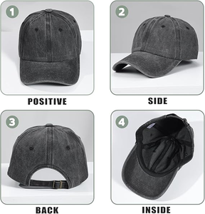 Casquette Dad Hat Vintage Dobby Sportive Formelle Non Structurée à Profil Bas en Coton Ajustable à 6 Panneaux Courbés en Denim Délavé Personnalisé - Product Image 2