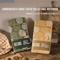 Cuaderno Organizador de Bolsillo Personalizado A4 A5 A6 B5, Estilo Vintage, Tapa Dura Bordada, Recargable, Retro, para Mujeres, Regalo, Diario