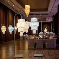Centre de table en cristal doré de luxe européen avec support à fleurs LED pour mariage, décoration de fête à domicile, salle de banquet