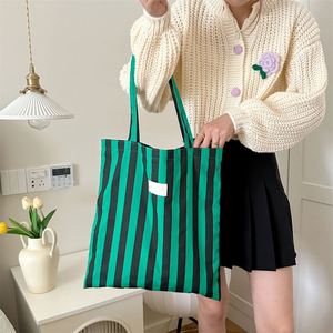 Custom Stripe Tote Shoulder Bags With Inside Zipper Pocket Large Capacity Eco <b>Handbag</b> <b>Canvas</b> Shopping Bag - Product Image 6