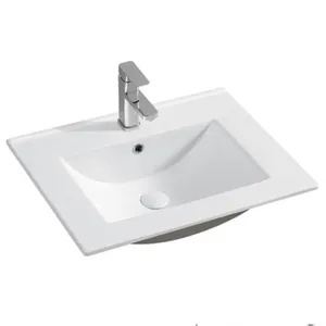 600D Newest high Quality bathroom Best Selling Hot Product Rectangular Counter Ceramic Cabinet Basin 600mm Bathroom Sink