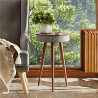 LOUIS DONNE Table basse moderne en bois massif réglable avec musique intelligente Haut-parleur Bluetooth Chargement sans fil Port USB pour le salon