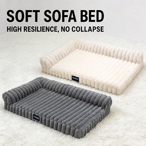 Lit pour chien Pawseon en velours côtelé rectangulaire, canapé confortable pour animaux de compagnie en fausse fourrure pour chiens de petite et moyenne taille - Product Image 5