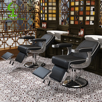 Silla de Salón JINCHENG, Muebles de Salón de Belleza, Silla de Salón de Alta Calidad, Lujosa, Vintage, Moderna, Reclinable, Negra y Roja, 1 Juego