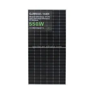 QJPV 550W Monocrystalline Solar PV Module 182mm 144 Cells 525W 550W Watt Half Cut Perc Mono Bifacial Double-glass Solar Panels