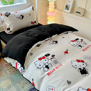 <span class=keywords><strong>Sanrio</strong></span> <span class=keywords><strong>ชุด</strong></span>ผ้าคลุมเตียงสี่ชิ้น, ผ้าฝ้ายฟอกสีผ้าปูที่<span class=keywords><strong>นอน</strong></span>ผ้าสักหลาดลายการ์ตูนสำหรับห้อง<span class=keywords><strong>นอน</strong></span>เด็ก - Product Image 4