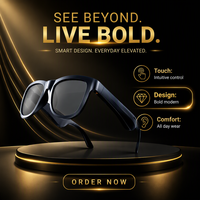 Lunettes intelligentes de traduction IA avec audio Bluetooth, commande tactile et chargement magnétique