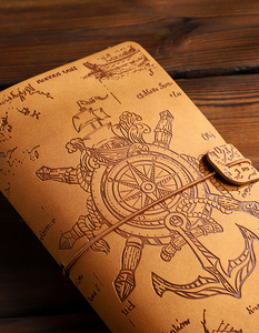 Carnet de voyage vintage A6 Mini Pirate en cuir de mouton certifié, journal de poche à feuilles mobiles, agenda portable gaufré - Product Image 2