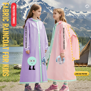 Impermeabile per bambini all'aperto impermeabile lungo impermeabile leggero resistente all'acqua alla <span class=keywords><strong>moda</strong></span> impermeabile con nastro riflettente grande <span class=keywords><strong>spazio</strong></span> per lo zaino - Product Image 2