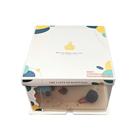 Boîte à Gâteau d'Anniversaire Carrée de Luxe en Carton Recyclable Personnalisable avec Fenêtre Transparente