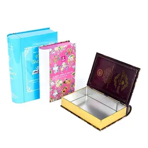 크리스마스 선물 주석 용기 도매에 대한 맞춤형 디자인 책 모양 주석 상자